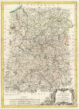 1771 Bonne  Map of Isle de France (vicinity of Paris), France