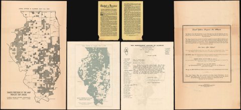 1948 TLI Maps of Illinois w/ 'Local Option' Dry Zones - post Prohibition Temperance!