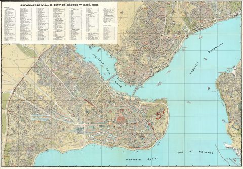 1966 Turkish Ministry of Tourism Pictorial Map of Istanbul, Turkey