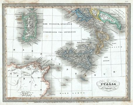 1852 Meyer Map of Southern Italy in Antiquity