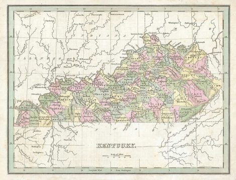 1835 Bradford Map of Kentucky