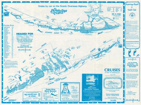 1987 Ad-A-Map Tourist Road Map of the Florida Keys