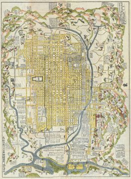 1696 Genroku 9 (early Edo) Japanese Map of Kyoto, Japan