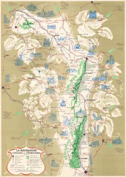 1960 Comité Professionnel Pictorial Wine Map of Burgundy (Bourgogne), France