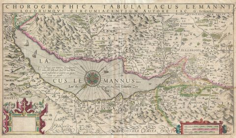 1630 Mercator Map of Lake Geneva, Switzerland