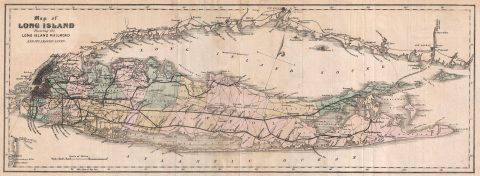 1882 Colton Railroad Map of Long Island, New York
