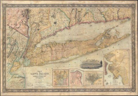 1836 J. H. Colton and J. Calvin Smith Map of Long Island, New York