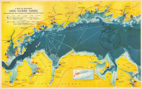 1939 Map of the Western Part of Long Island Sound by Rolf Klep