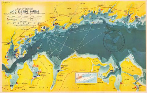 1939 Map of the Western Part of Long Island Sound by Rolf Klep