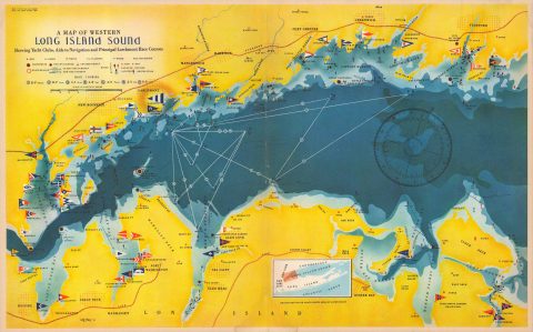 1939 Map of the Western Part of Long Island Sound by Rolf Klep