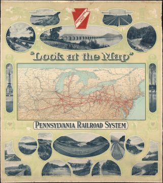 1910 Pennsylvania Railroad Promotional Wall Map of the United States