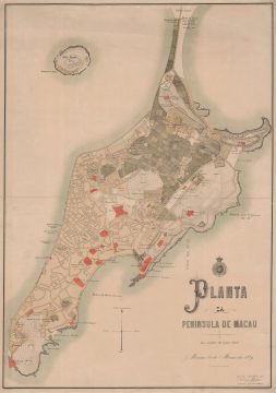 1889 Antonio Heitor Map of Macau (Macao), China
