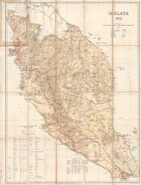 1933 F.M.S. Survey Map of Singapore and Malaya (Malaysia)