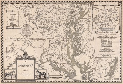 1941 Pictorial Horse Map of Maryland