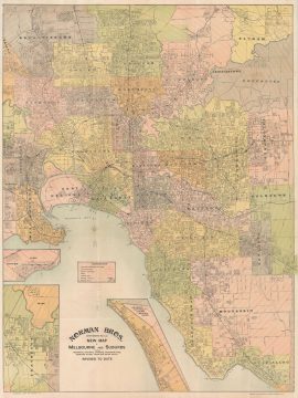 1950 Norman Bros. City Plan or Map of Melbourne, Victoria, Australia