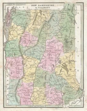 1835 Bradford Map of New Hampshire and Vermont