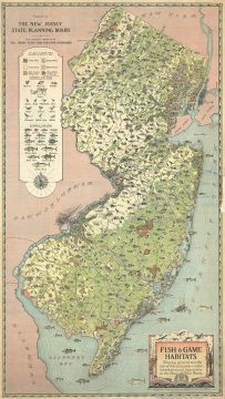1937 A. Hoen Fish and Game Pictorial Map of New Jersey