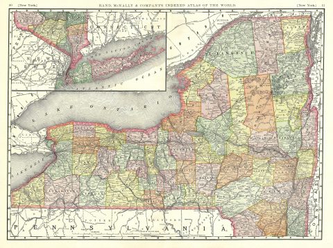 1888 Rand McNally Map of New York