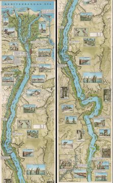 1935 Lehnert and Landrock Map of the Nile River - Alexandria to Aswan - Egypt.