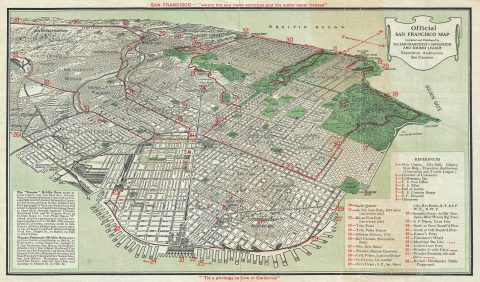 1930 San Francisco Convention and Tourist League City Map of San Francisco