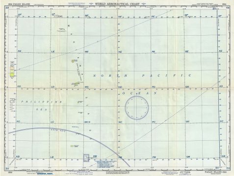 1955 U.S. Air Force Aeronautical Map of Pagan Island, Mariana Islands, Pacific