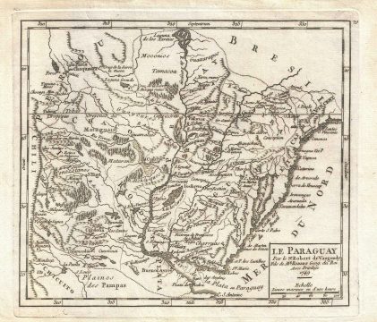 1749 Vaugondy Map of Paraguay