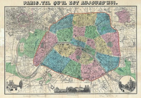 1900 Joly Map or Plan of Paris, France