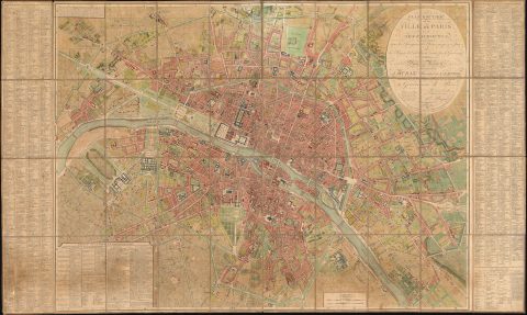 1808 Picquet First Empire Case City Plan or Map of Paris, France