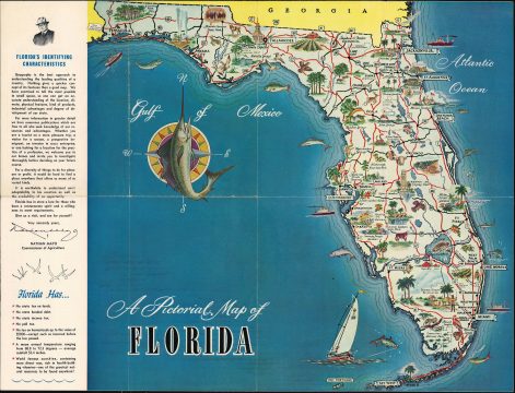 1954 Mayo Pictorial Map of Florida