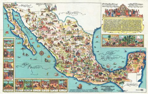 1931 Medina Pictorial Map of Mexico