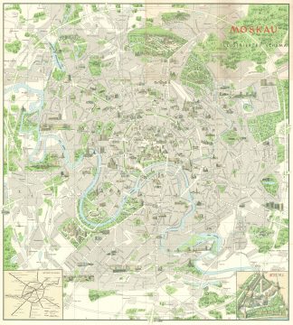 1968 Moscow City Planning Office Pictorial Map of Moscow in German