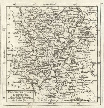 1749 Vaugondy Map of Electoral Rhenish Circle of Germany (Riesling Wine Region)