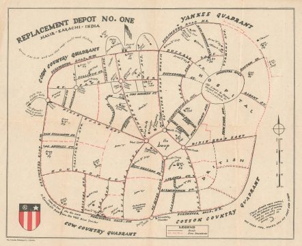 1945 Map of Redeployment Camp No. One, Malir, Karachi, WWII