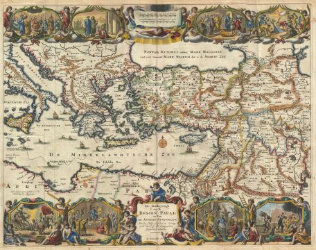 1702 Stoopendaal Map of the Travels of the Apostle Paul