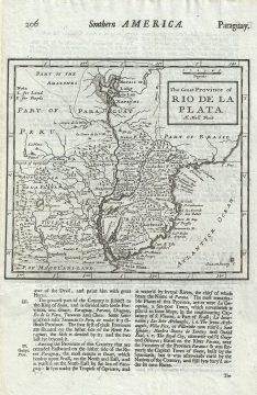 1701 Moll Map of Uruguay, Paraguay, Southern Brazil, Argentina (El Dorado)