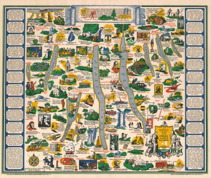 1955 Ayres and Henricks Pictorial Map of the Finger Lakes Region, New York
