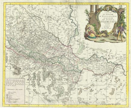 1783 Santini Map of the Kingdom of Slavonia (Croatia, Serbia, Bosnia)