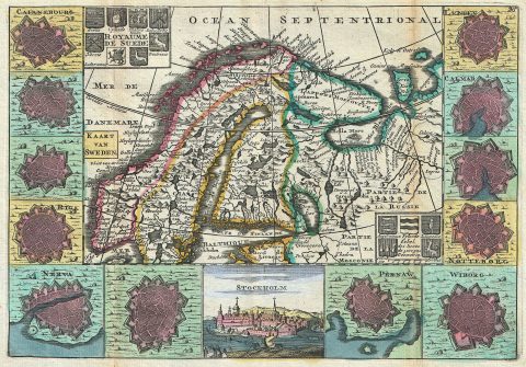 1747 La Feuille Map of Scandinavia ( Sweden, Norway, Finland )
