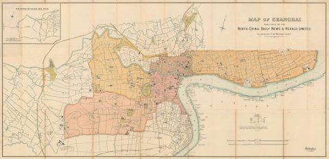 1918 North-China Daily News / Municipal Council Map of Shanghai, China