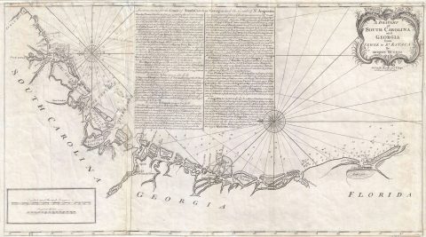1778 Andrew Hughes Map of the Georgia, South Carolina, and Florida