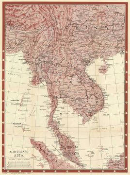 1944 Morale Services Division Newsmap Map of Southeast Asia