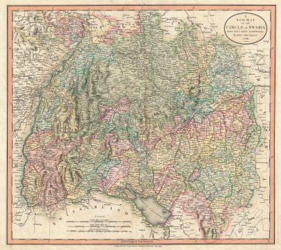 1799 Cary Map of Swabia, Germany