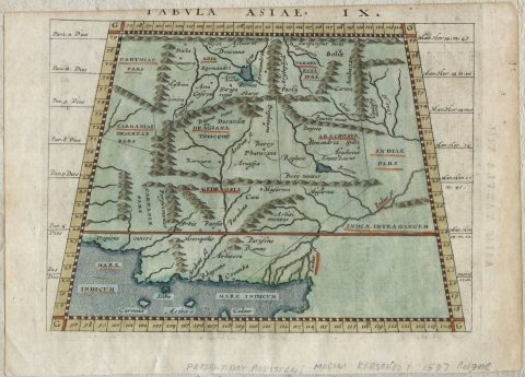 1597 Ptolemy / Magini / Keschedt Map of Pakistan, Iran and Afghanistan