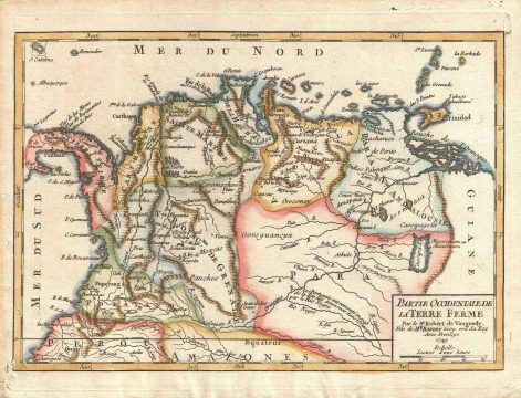 1749 Vaugondy Map of Colombia and Venezuela