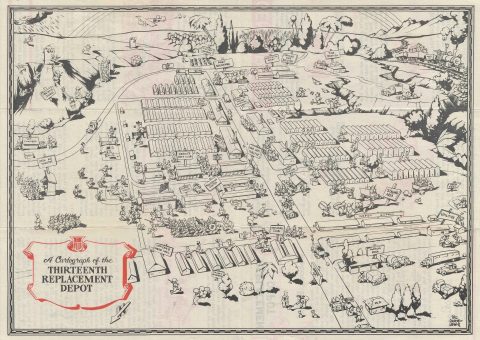 1944 Lewis Pictorial Map of the 13th Replacement Depot, Oahu, Hawaii