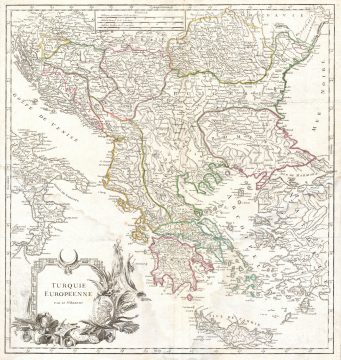 1752 Vaugondy Map of Greece, Macedonia & Albania