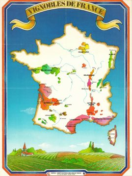1970 Sopexa Map of France Wine Regions