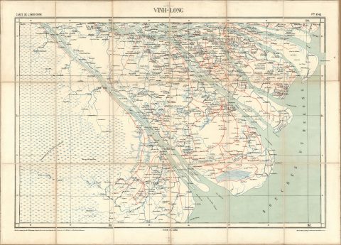 1895 Bureau Topographique Map of Vinh Long, Mekong Delta, Vietnam