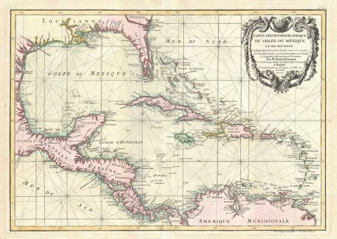 1762 Zannoni Map of Central America and the West Indies ( Caribbean )