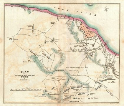 1832 Marshall Map of the Battle of York, Virginia